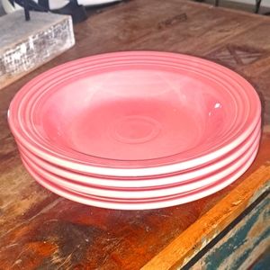 Set of 4 Fiesta Rose rimmed soup bowls